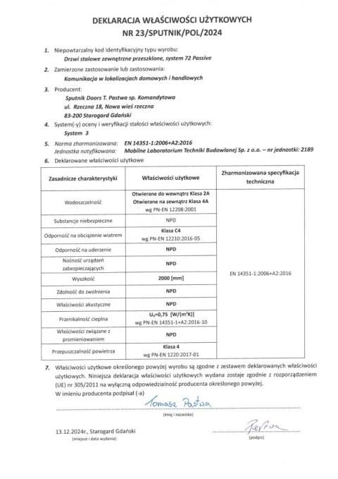 Ciepłe Drzwi Zewnętrzne Stalowe PASIV 72mm GRUBE U=0,75 Złoty Dąb Black