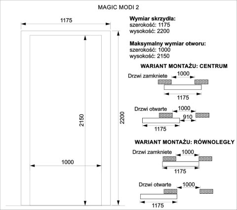 Drzwi Aluminiowe Białe Przesuwne z Ukrytym Systemem Przesuwnym LUSTRO 10 PÓL MODI 2