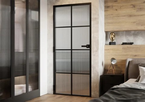 Drzwi Aluminiowe Float 8 pól Slim Loft Komplet z Ościeżnica Szyba Flutez