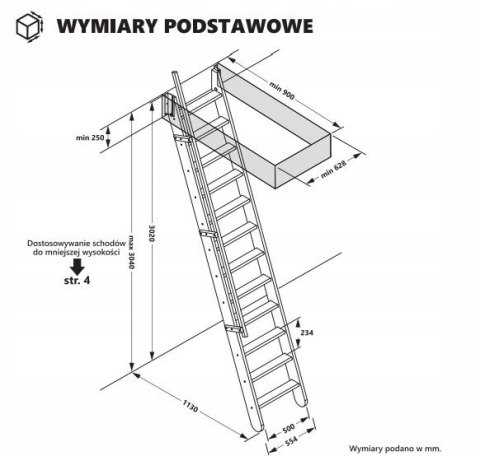 Schody Drewniane Przesuwne na Poddasze Drabinowe NANO