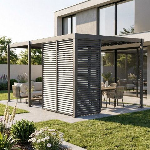 Pergola 3x5 m Wolnostojąca Ogrodowa Tarasowa Zabudowana Mirador Solid 80 Antracyt