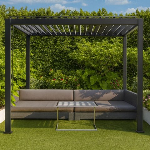 Pergola Aluminiowa 3x3 m wolnostojąca tarasowa MIRADOR Basic 88 Antracyt