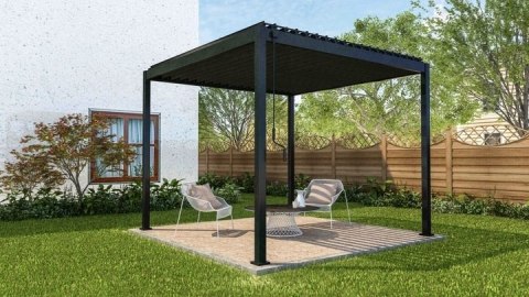 Pergola Aluminiowa 3x3 m wolnostojąca tarasowa MIRADOR Basic 88 Antracyt