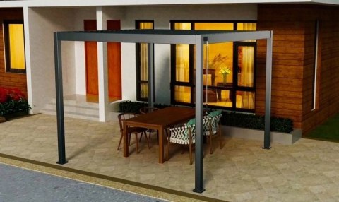 Pergola Aluminiowa 3x3 m wolnostojąca tarasowa MIRADOR Basic 88 Antracyt