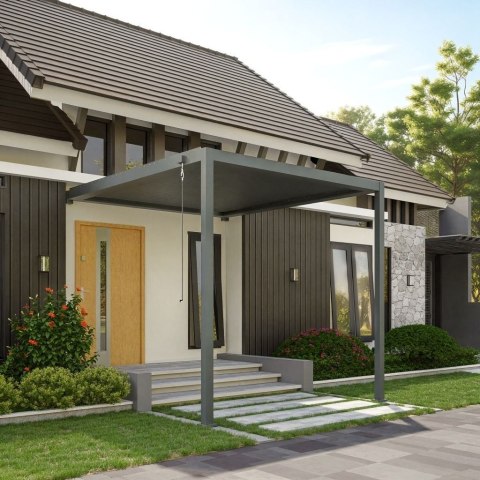 Pergola GERDA ANTRACYT z montażem do ściany (2 słupki) 4 m x 3m PREMIUM OD RĘKI