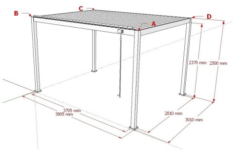 Pergola GERDA BIAŁA z montażem do ściany (2 słupki) 4 m x 3m PREMIUM OD RĘKI