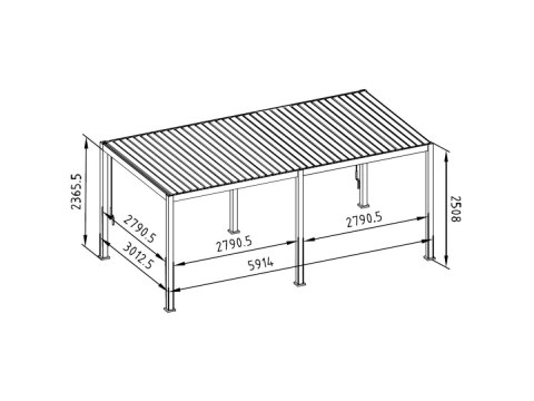 Pergola Tarasowa Aluminiowa MIRADOR 111 Deluxe 3x6 m Dąb