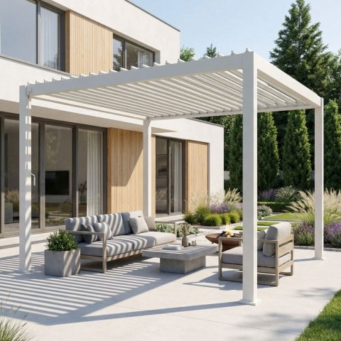 Pergola Tarasowa Deluxe 111 3 x 3 m Wolnostojąca Ogrodowa Full-Alu Szara