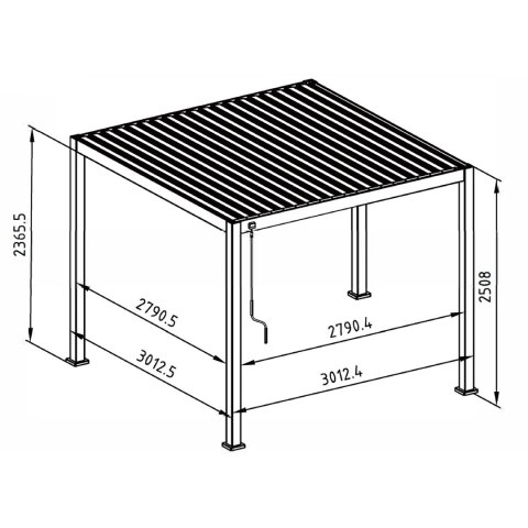 Pergola Tarasowa Deluxe 111 3 x 3 m Wolnostojąca Ogrodowa Full-Alu Szara