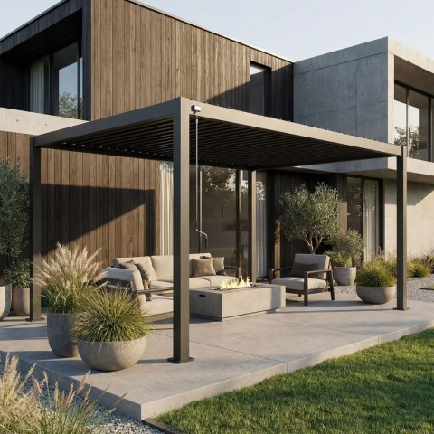 Pergola Tarasowa Deluxe 111 3 x 4 m Aluminiowa z Regulowanymi Lamelami Antracyt