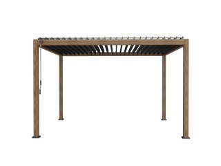 Pergola Tarasowa Deluxe 111 3 x 4 m Aluminiowa z Regulowanymi Lamelami Dąb