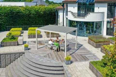 Pergola Tarasowa Deluxe 111 3 x 4 m Aluminiowa z Regulowanymi Lamelami Szara