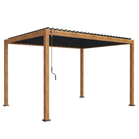 Pergola Tarasowa Deluxe 111 3,6 x 4 m Aluminiowa z Regulowanymi Lamelami Dąb