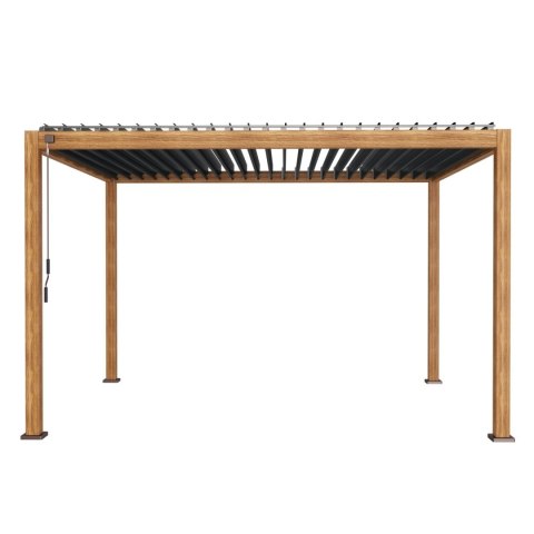 Pergola Tarasowa Deluxe 111 3,6 x 4 m Aluminiowa z Regulowanymi Lamelami Dąb