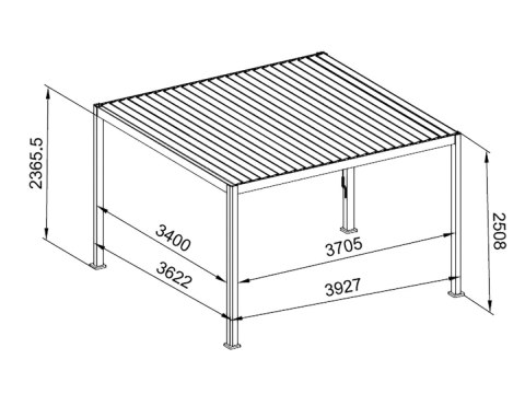Pergola Tarasowa Deluxe 111 3,6 x 4 m Aluminiowa z Regulowanymi Lamelami Dąb
