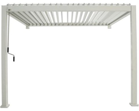 Pergola Tarasowa Premium 111 3 x 4 m Rama Aluminiowa z Regulowanymi Lamelami Szara | Montaż Do Ściany