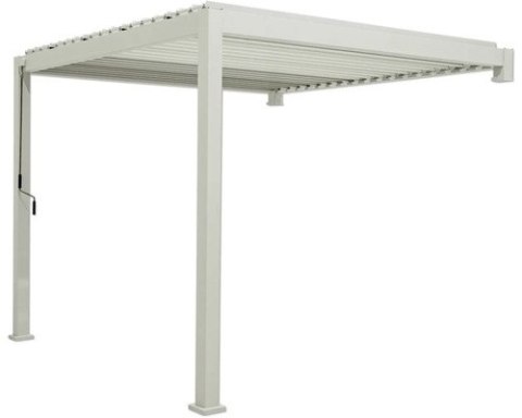 Pergola Tarasowa Premium 111 3 x 4 m Rama Aluminiowa z Regulowanymi Lamelami Szara | Montaż Do Ściany