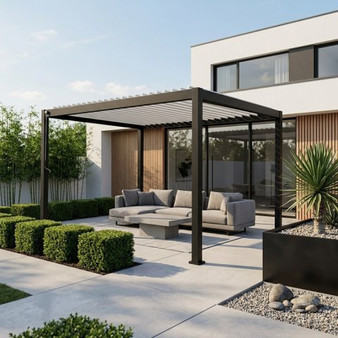 Pergola Tarasowa Premium 111 3 x 4 m Wolnostojąca Ogrodowa Rama Aluminiowa Antracyt