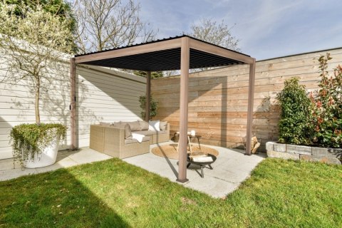 Pergola Tarasowa Premium 111 3 x 4 m Wolnostojąca Ogrodowa Rama Aluminiowa Dąb