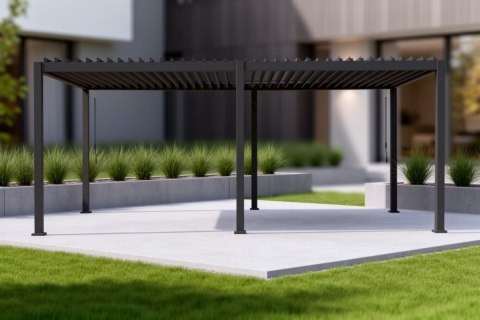 Pergola Tarasowa Premium 111 3 x 6 m Wolnostojąca Ogrodowa Rama Aluminiowa Antracyt