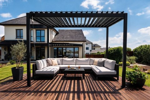 Pergola aluminiowa 3 x 3,6m wolnostojąca tarasowa MIRADOR Basic 88 Antracyt
