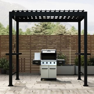 Pergola grillowa Aluminiowa Mirador 88 BBQ 1,5 × 2,5 m z blatem barowym Antracyt Regulowane Lamele