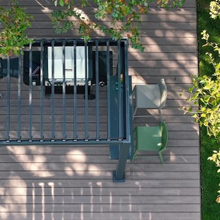 Pergola grillowa Aluminiowa Mirador 88 BBQ 1,5 × 2,5 m z blatem barowym Antracyt Regulowane Lamele
