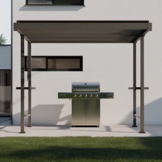 Pergola grillowa Stalowa Mirador 80 BBQ 3 × 2,5 m z blatem barowym Antracyt Regulowane Lamele
