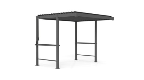Pergola grillowa Stalowa Mirador 80 BBQ 3 × 2,5 m z blatem barowym Antracyt Regulowane Lamele