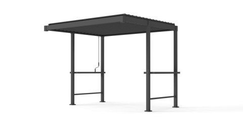 Pergola grillowa Stalowa Mirador 80 BBQ 3 × 2,5 m z blatem barowym Antracyt Regulowane Lamele