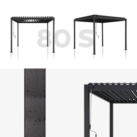 Pergola wolnostojąca tarasowa MIRADOR Solid 80 - 3 x 3 m Antracyt Nordvic