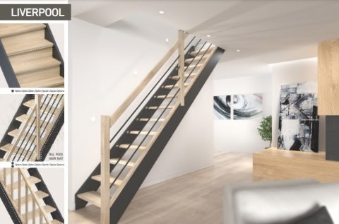 Schody Dębowe Proste Liverpool Czarna Wanga Loft Helsinki