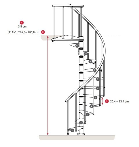 Schody Spiralne Calgary Antracyt Kręcone 140 cm