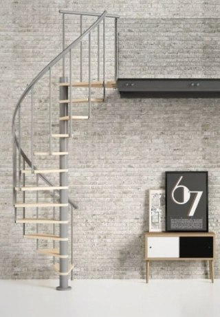 Schody Spiralne Calgary Srebrne-Buk Kręcone 120cm