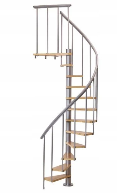 Schody Spiralne Calgary Srebrne-Buk Kręcone 140cm
