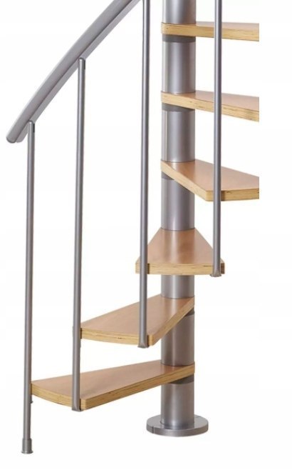 Schody Spiralne Calgary Srebrne-Buk Kręcone 140cm