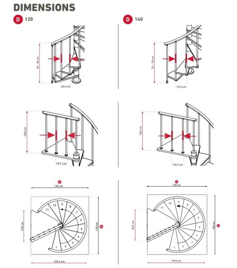 Schody Spiralne Calgary Srebrne-Buk Kręcone 140cm