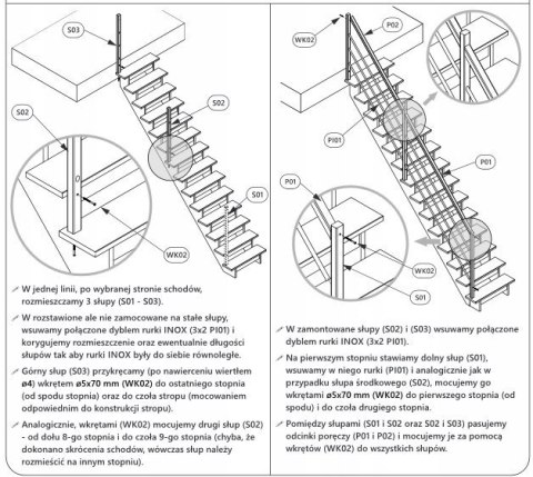 Schody Zębinowe Dębowe Proste z Barierką Drewnianą