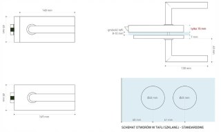 Zestaw Okuć do drzwi szklanych SLIM PRO BIAŁE zamek wkładkę PATENT