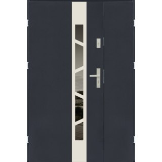 Drzwi Dwuskrzydłowe Arkus Stalowe 120cm/140cm Antracyt Ramka INOX
