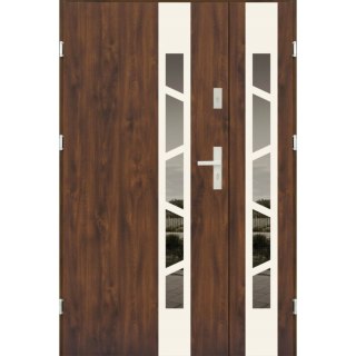 Drzwi Dwuskrzydłowe Arkus Stalowe 140cm Orzech Złoty Dąb Antracyt Ramka INOX