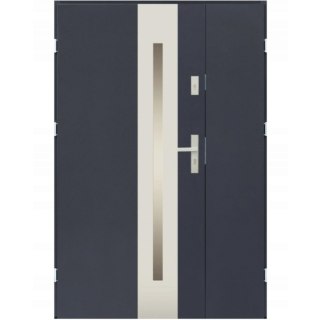 Drzwi Dwuskrzydłowe Artes I Stalowe 120cm/140cm Antracyt Ramka INOX