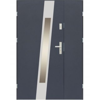 Drzwi Dwuskrzydłowe ELIX Stalowe 120cm/140cm Antracyt Złoty Dąb Orzech Ramka INOX
