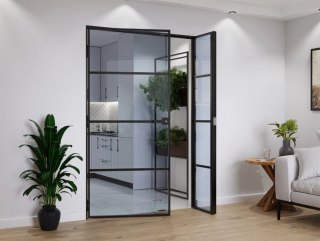 Drzwi Dwuskrzydłowe Industrial 4 pola Loft Aluminium Szyba Grafitowa Różne Wymiary