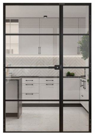 Drzwi Dwuskrzydłowe Industrial 4 pola Loft Aluminium Szyba Przeźroczysta Różne Wymiary
