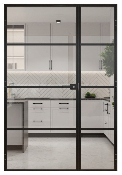 Drzwi Dwuskrzydłowe Industrial 4 pola Loft Aluminium Szyba Przeźroczysta Różne Wymiary