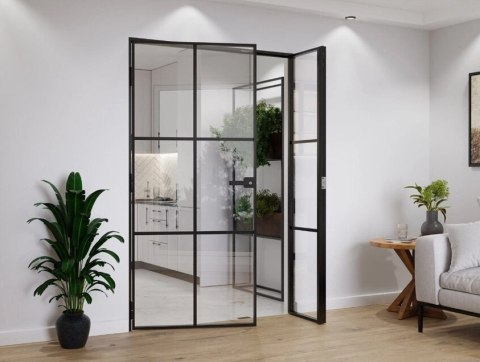 Drzwi Dwuskrzydłowe Industrial 6 pól Loft Aluminium Szyba Przeźroczysta Różne Wymiary