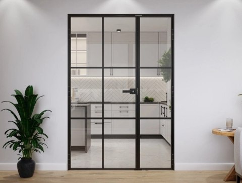 Drzwi Dwuskrzydłowe Industrial 6 pól Loft Aluminium Szyba Przeźroczysta Różne Wymiary