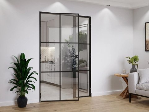 Drzwi Dwuskrzydłowe Industrial 6 pól Loft Aluminium Szyba Przeźroczysta Różne Wymiary