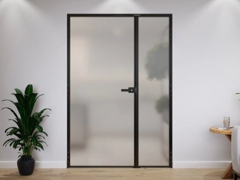 Drzwi Dwuskrzydłowe Industrial Loft Aluminium Szyba Mleczna Satyna Różne Wymiary